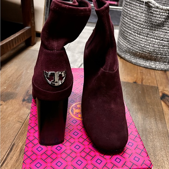 Tory Burch suede bootie. Especially perfect for your next holiday party. - Picture 1 of 4